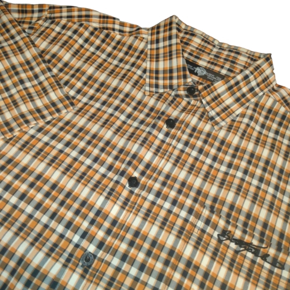 Southpole Shirt XL‎ Brown Beige Plaid Casual Button Up